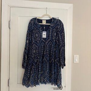 NWT Sail to Sable Long Sleeve Blue Eyelet Dress